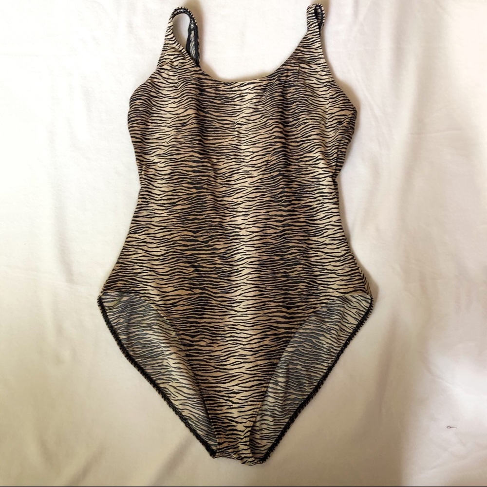 Vintage one piece swimsuit tiger print